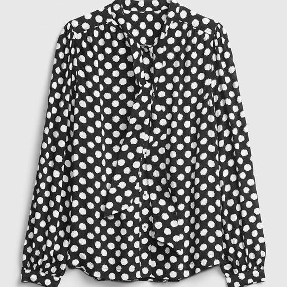NWT Gap Polka Dot Bow Front Top Blouse - Picture 2 of 7